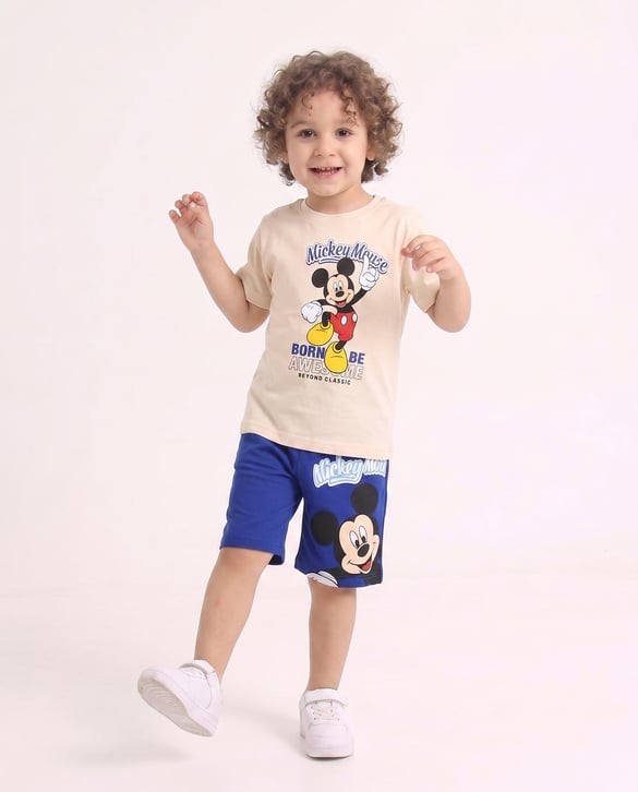 6642 Mickey Mouse Baskılı Erkek Çocuk Takım MAVİ