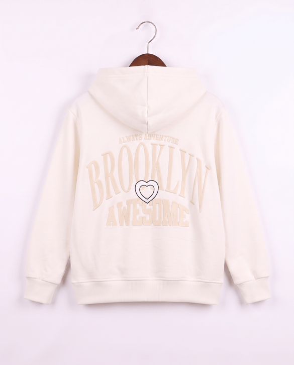 7264356 Brooklyn Nakışlı Fermuarlı Sweat KREM