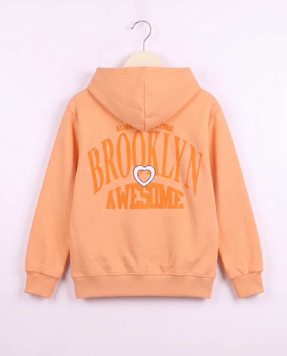 7264356 Brooklyn Nakışlı Fermuarlı Sweat TURUNCU