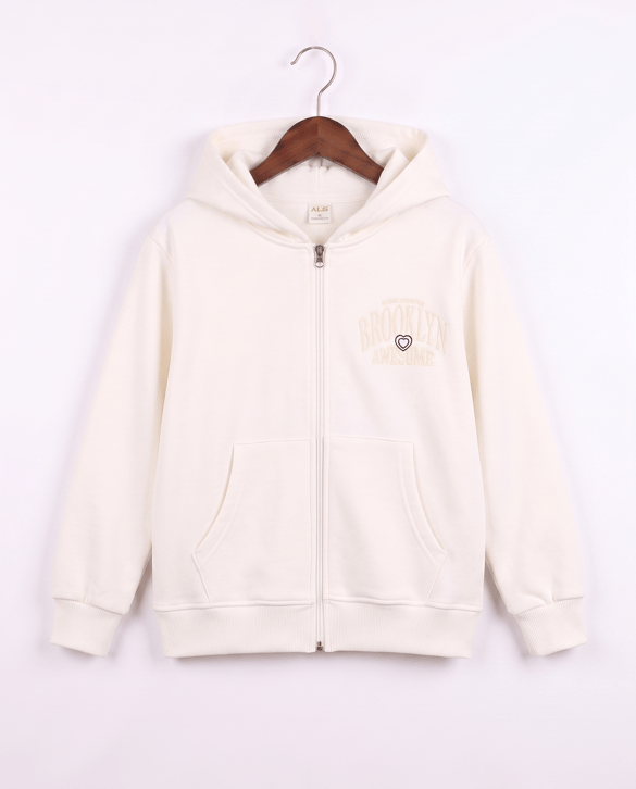 7264356 Brooklyn Nakışlı Fermuarlı Sweat KREM