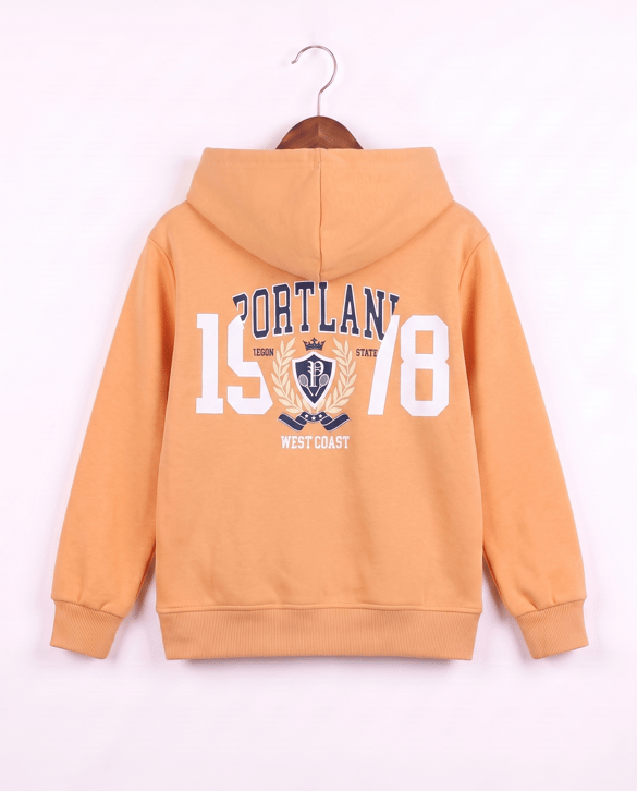8264265 West Coast Nakışlı Fermuarlı Üç İplik Şardonlu Sweat TURUNCU