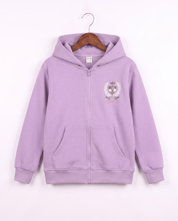 8264265 West Coast Nakışlı Fermuarlı Üç İplik Şardonlu Sweat LİLA