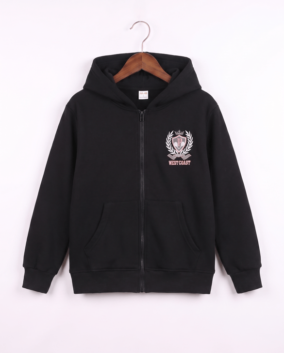 8264265 West Coast Nakışlı Fermuarlı Üç İplik Şardonlu Sweat SİYAH