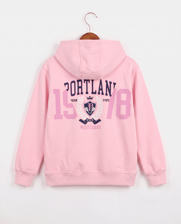 8264265 West Coast Nakışlı Fermuarlı Üç İplik Şardonlu Sweat PEMBE