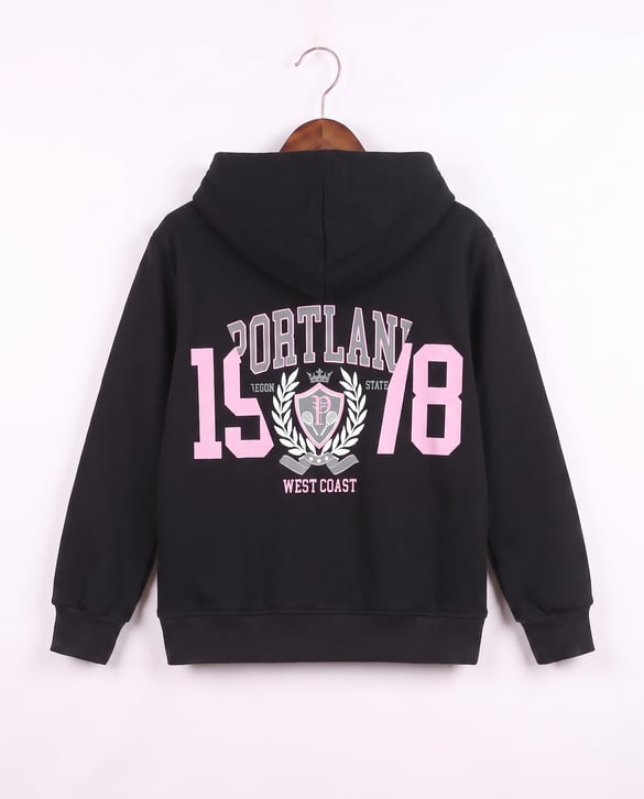 8264265 West Coast Nakışlı Fermuarlı Üç İplik Şardonlu Sweat SİYAH