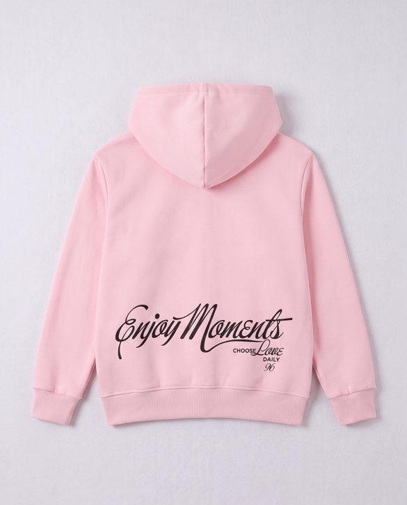 8264266 W Nakışlı Üç Ülik Şardonlu Fermuarlı Sweat PEMBE