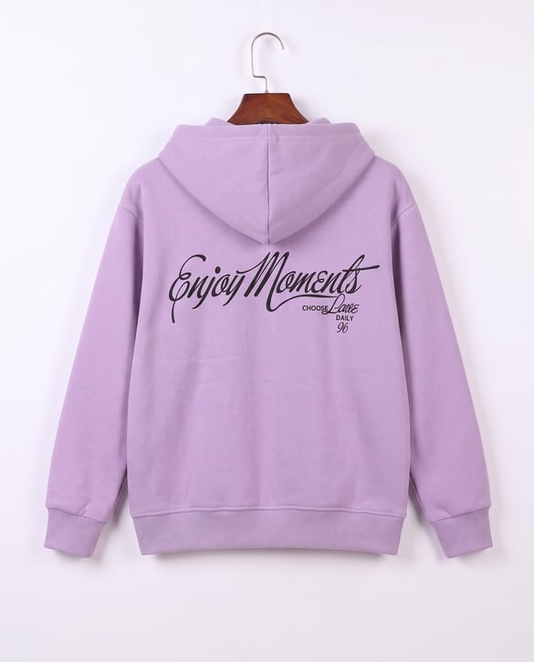 8264266 W Nakışlı Üç Ülik Şardonlu Fermuarlı Sweat LİLA