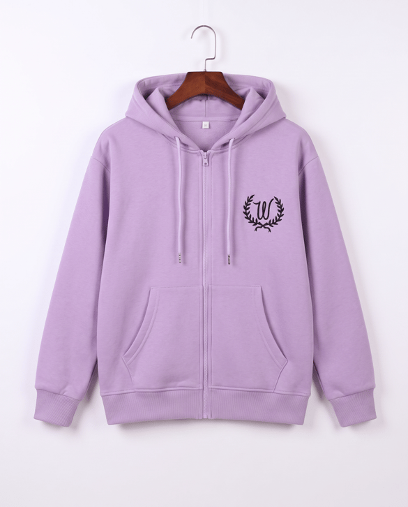 8264266 W Nakışlı Üç Ülik Şardonlu Fermuarlı Sweat LİLA