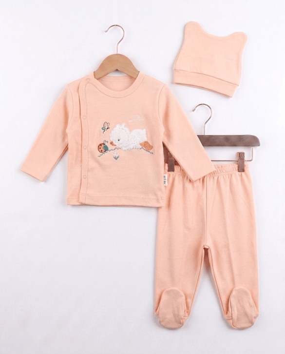9434 Peluş Ördekli 3'lü Kız Bebek Takım SOMON