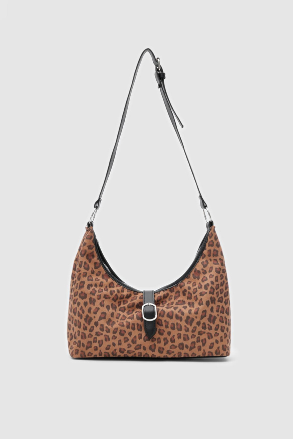 Marilla Süet Vintage Omuz Çantası Leopar Desen