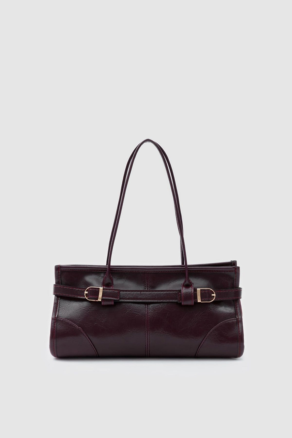 Enyola Vintage Baget Çanta Mürdüm
