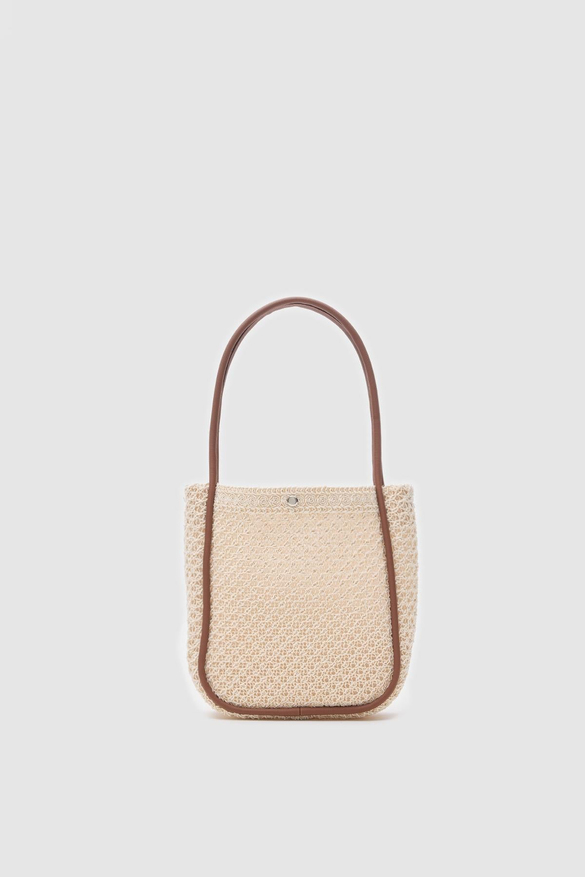Palma Handmade Midi Hasır Omuz Çantası Krem