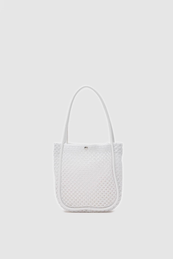Palma Handmade Midi Hasır Omuz Çantası Beyaz