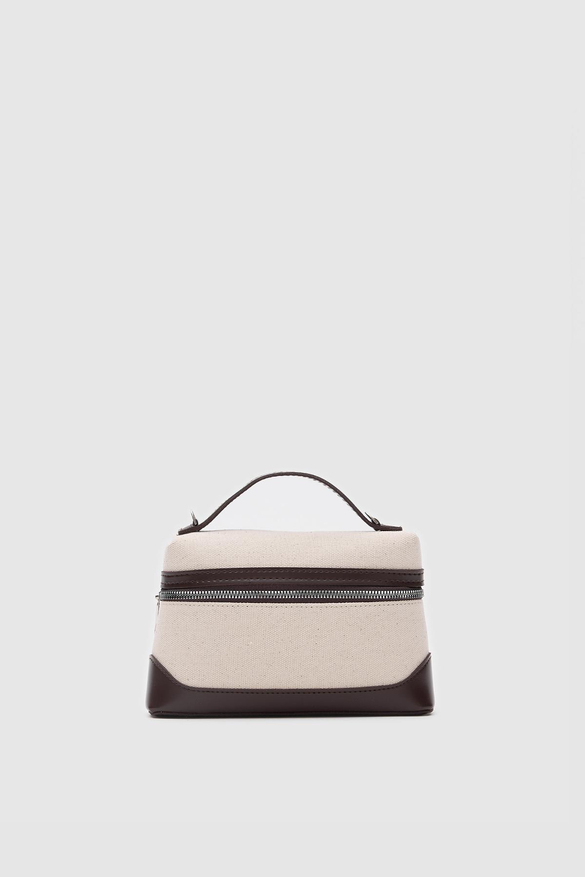 Yoko Box Bag El ve Çapraz Omuz Çanta Krem-Kahve