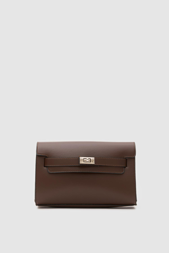 Kelly Kilitli Clutch Bag Kahve