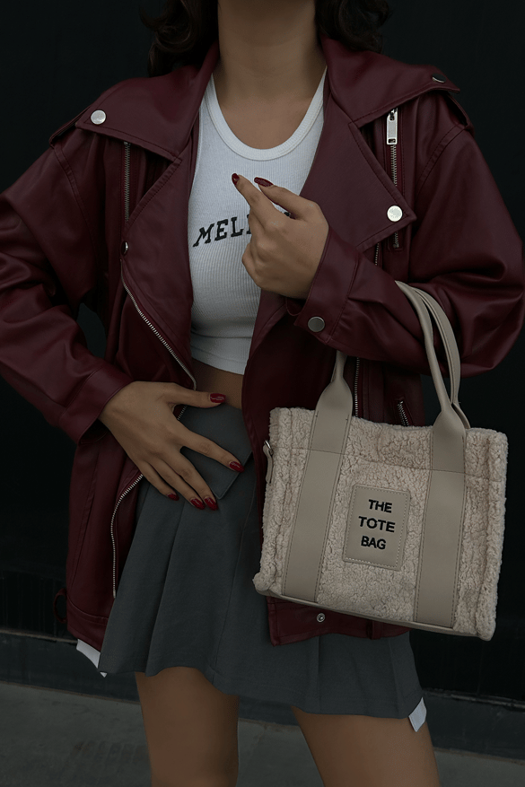 Kürklü Kadın Tote Bag Magnus Bej