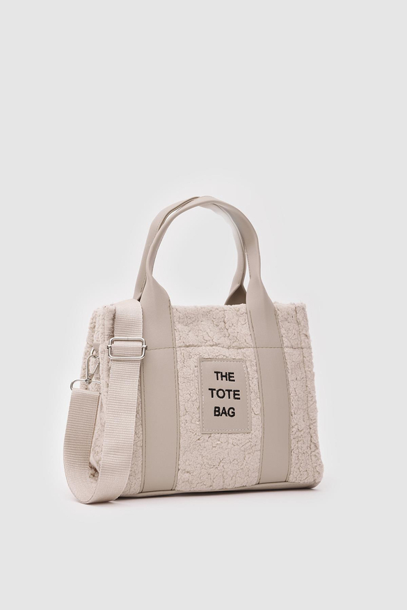 Kürklü Kadın Tote Bag Magnus Bej