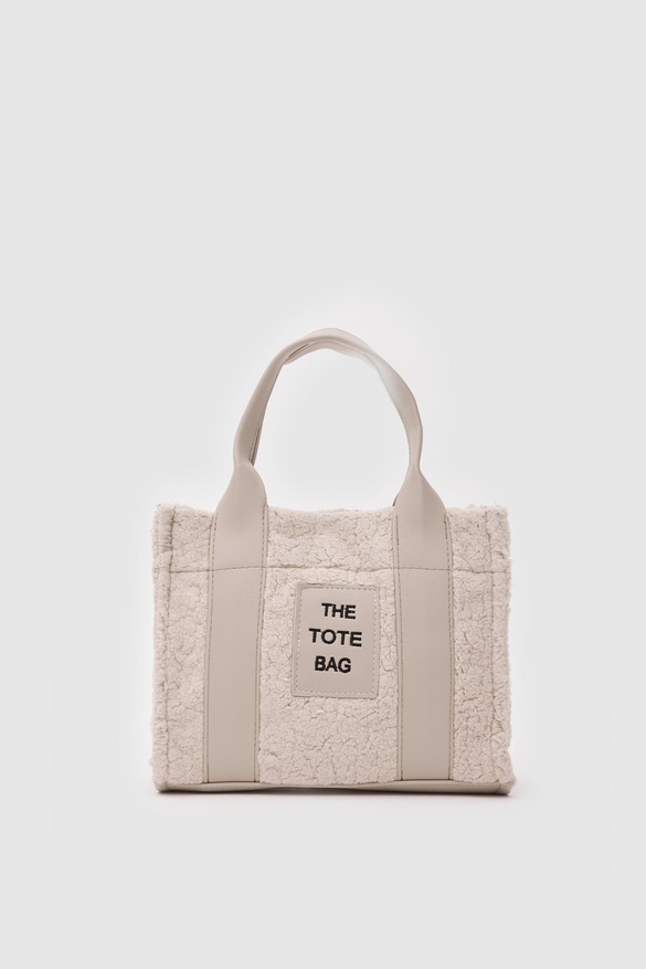 Kürklü Kadın Tote Bag Magnus Bej