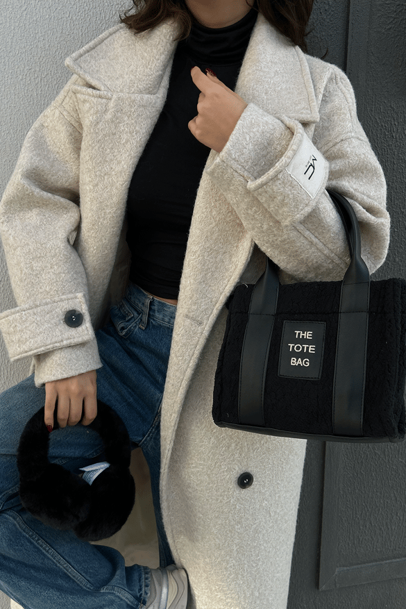 Kürklü Kadın Tote Bag Magnus Siyah