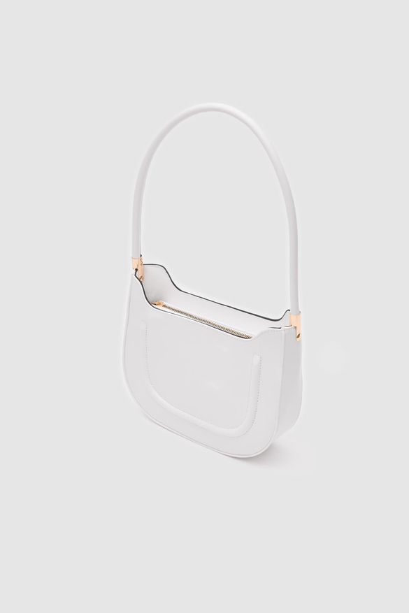 Oval  Baget Çanta Miku Beyaz