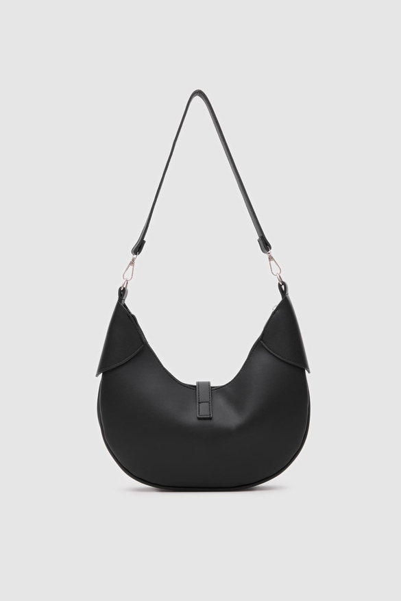 Oval Baget Çanta Suzu Siyah