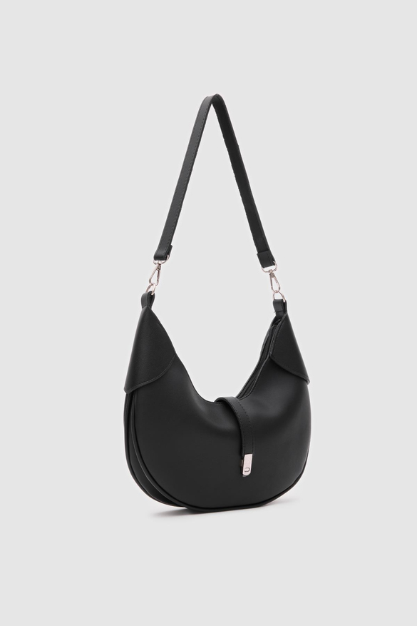 Oval Baget Çanta Suzu Siyah