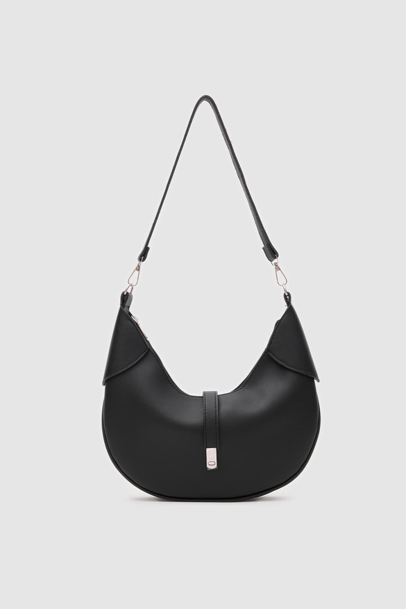 Oval Baget Çanta Suzu Siyah