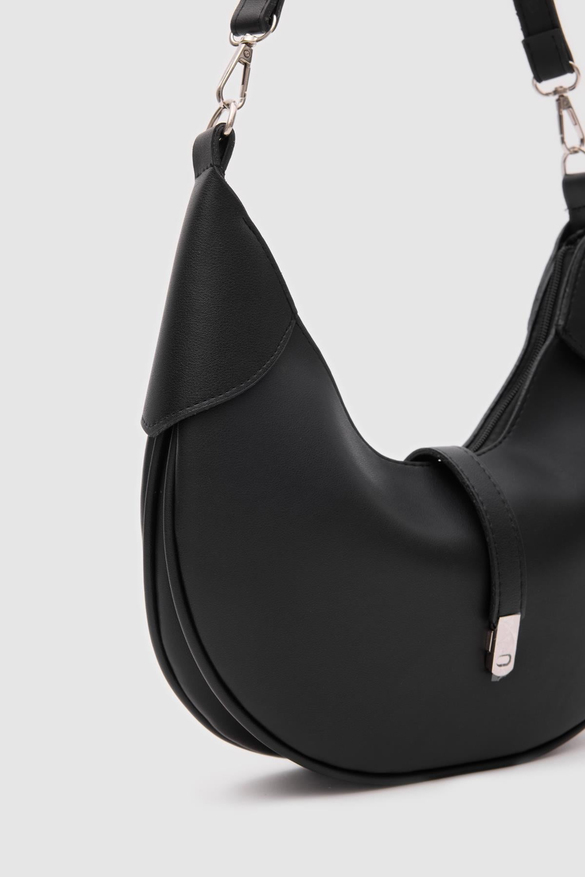 Oval Baget Çanta Suzu Siyah
