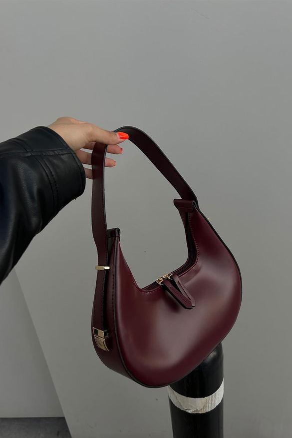 Oval Omuz Çantası Snow Bordo