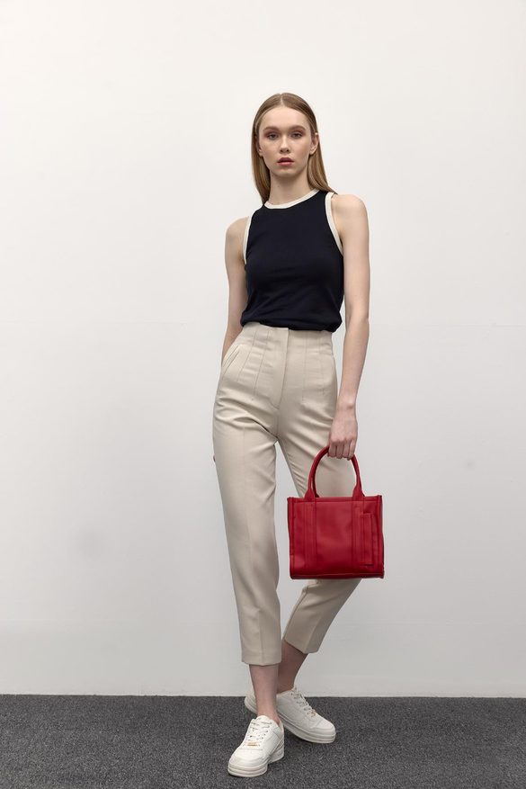 Suni Deri Kadın Tote Bag Miles Kırmızı