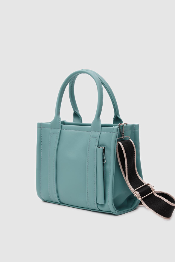 Suni Deri Kadın Tote Bag Miles Turkuaz Mavi