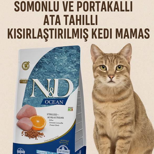 N&D Ocean Somonlu ve Portakallı Ata Tahıllı Kısırlaştırılmış Kedi Maması