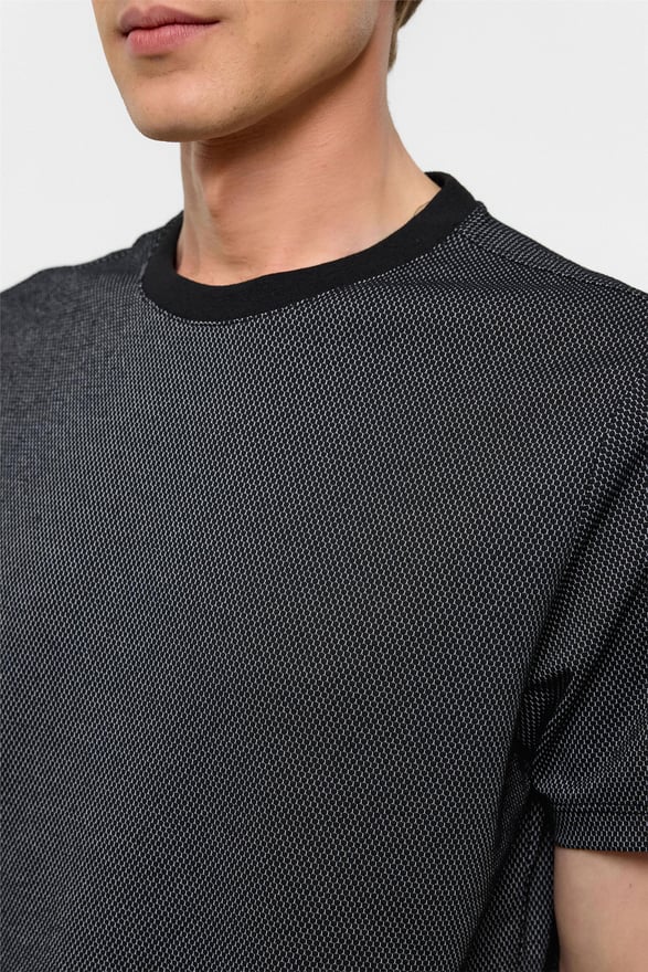 Antrasit Regular Armürlü Bisiklet Yaka Tişört