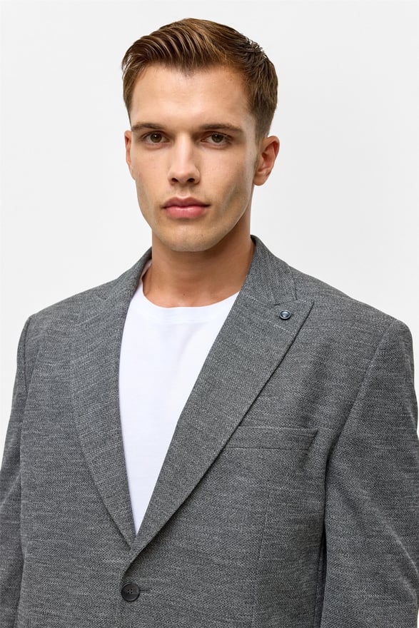 Antrasit Regular Desenli Mono Yaka 6 Drop Ceket