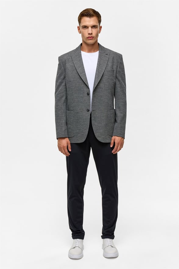 Antrasit Regular Desenli Mono Yaka 6 Drop Ceket