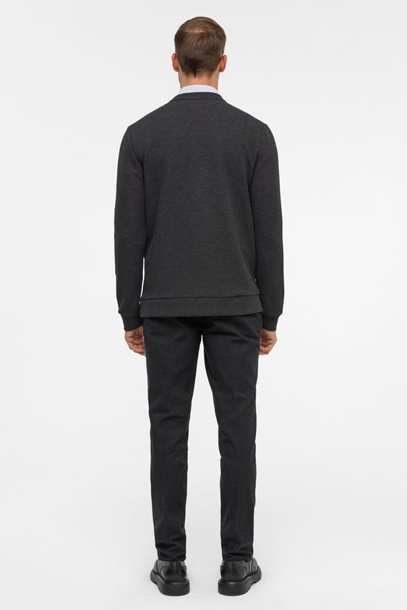 Antrasit Regular Düz V Yaka Hırka