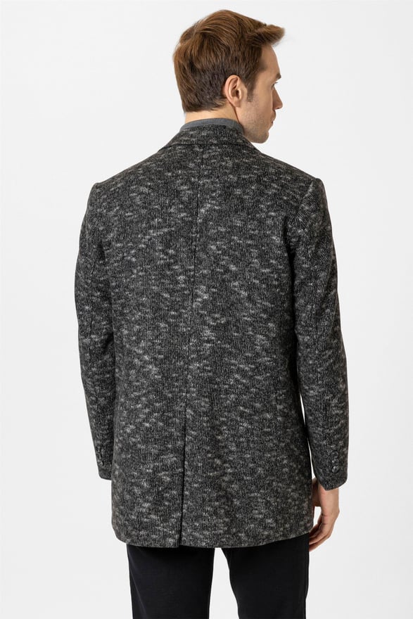 Antrasit Slim Desenli Mono Yaka Kaban