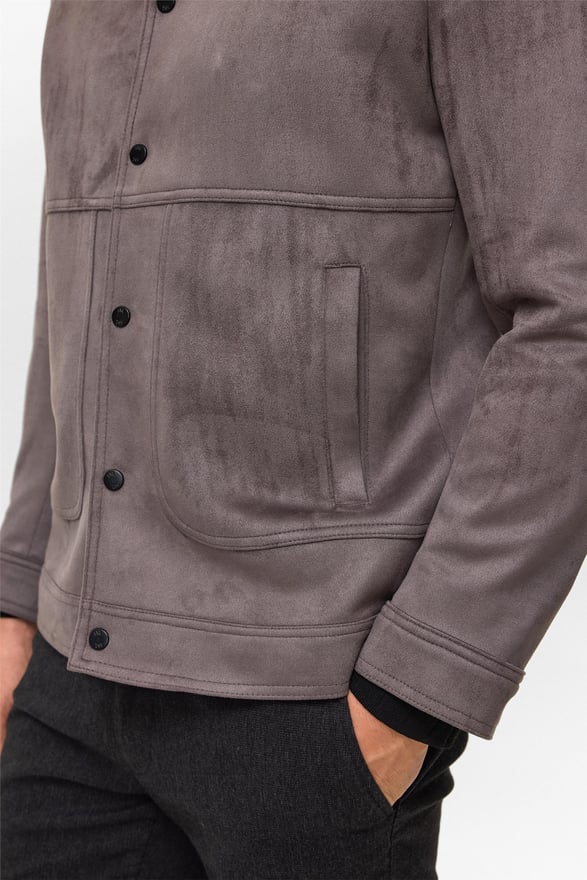 Antrasit Slim Düz Klasik Yaka Mont