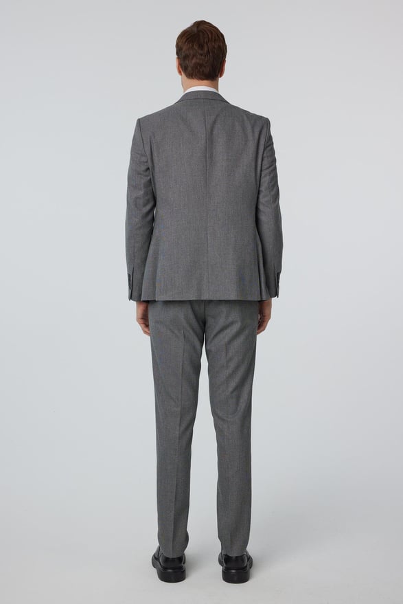 Antrasit Slim Fit Düz Sivri Yaka 6 Drop Yelekli Klasik Takım Elbise