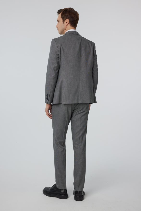 Antrasit Slim Fit Düz Sivri Yaka 6 Drop Yelekli Klasik Takım Elbise