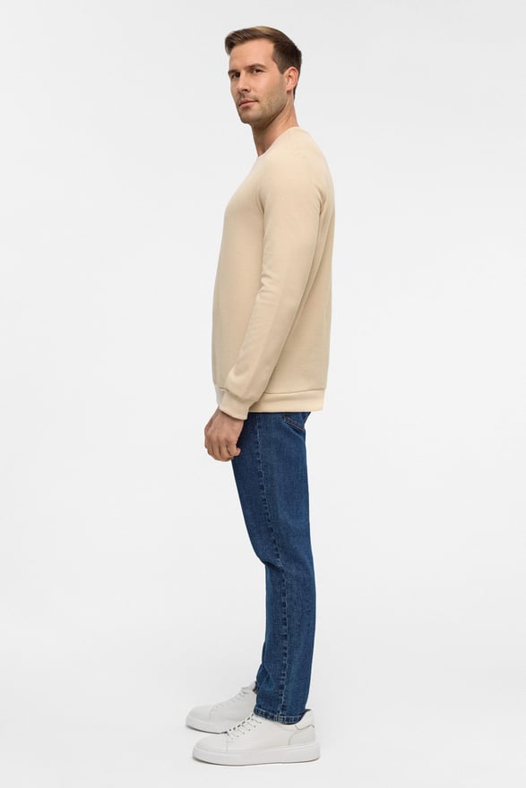 Bej Regular Armürlü Bisiklet Yaka Triko