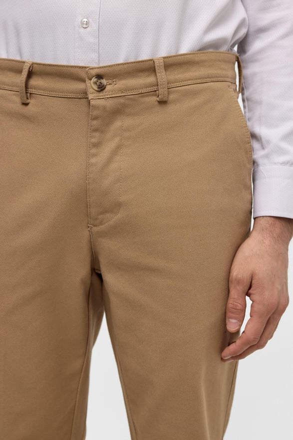 Bej Regular Armürlü Pantolon