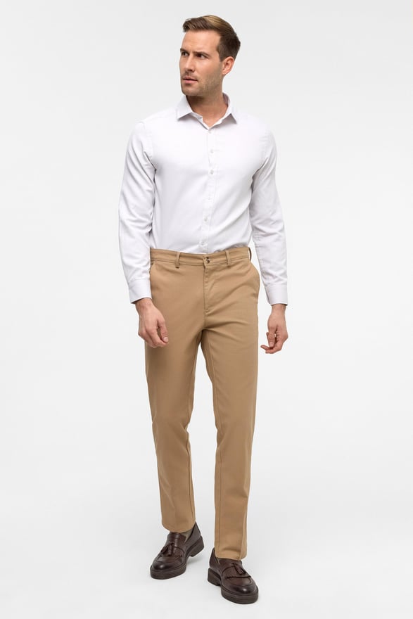 Bej Regular Armürlü Pantolon