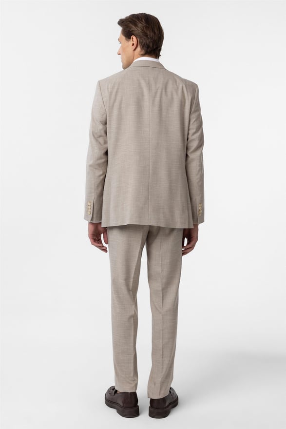 Bej Regular Desenli 6 Drop Takım Elbise