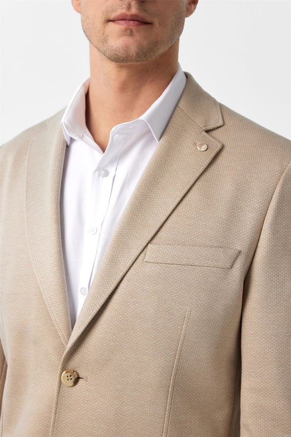 Bej Regular Desenli Mono Yaka 4 Drop Ceket