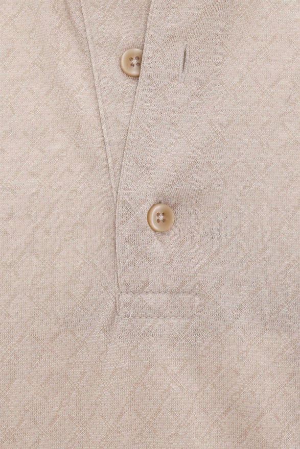 Bej Regular Desenli Polo Yaka Tişört