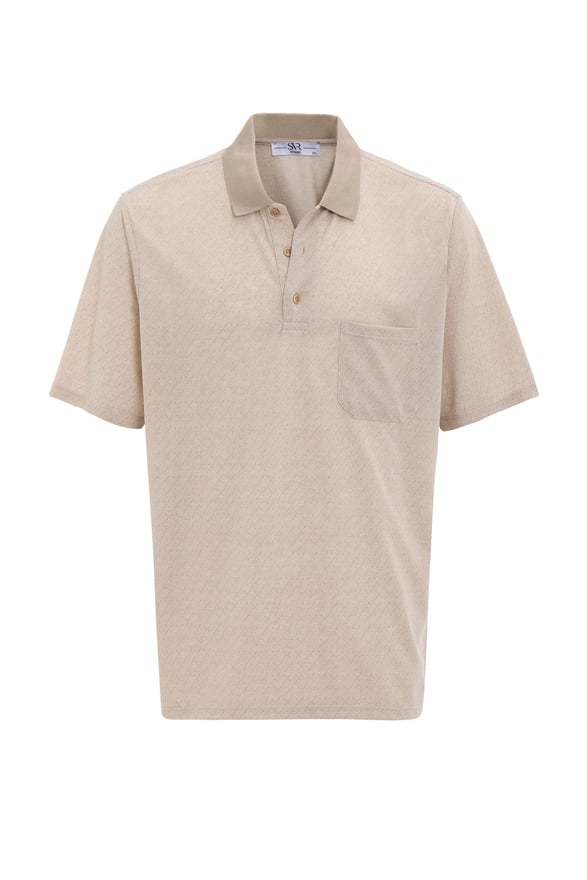 Bej Regular Desenli Polo Yaka Tişört