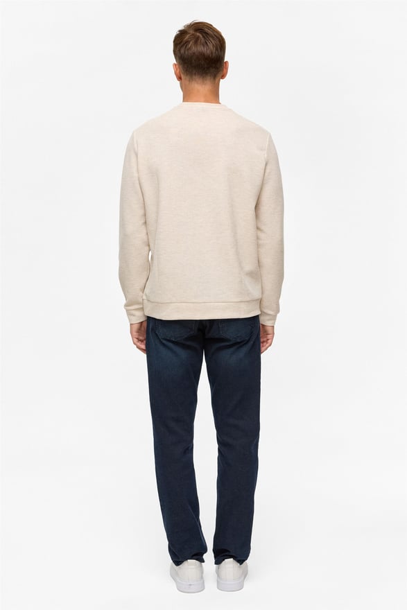 Bej Regular Düz Bisiklet Yaka Sweatshirt