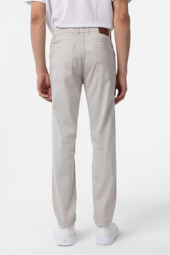 Bej Slim 5 Cep Kalıp Armürlü Pantolon