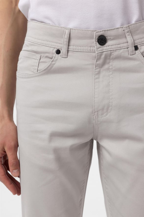 Bej Slim 5 Cep Kalıp Armürlü Pantolon